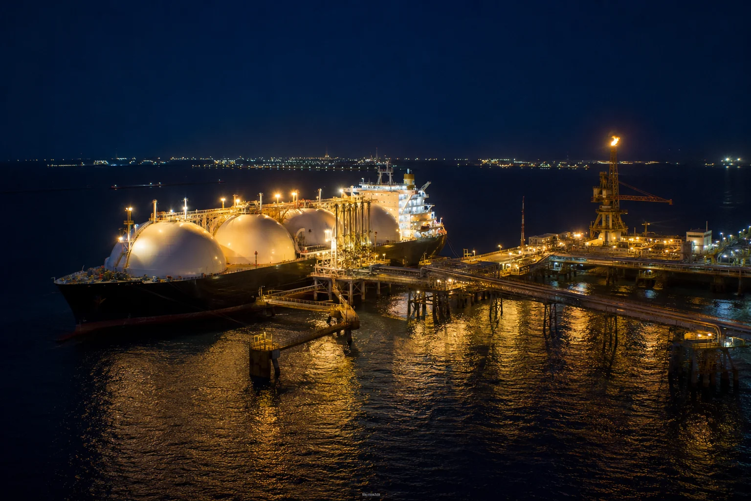 LNG tanker at offshore terminal